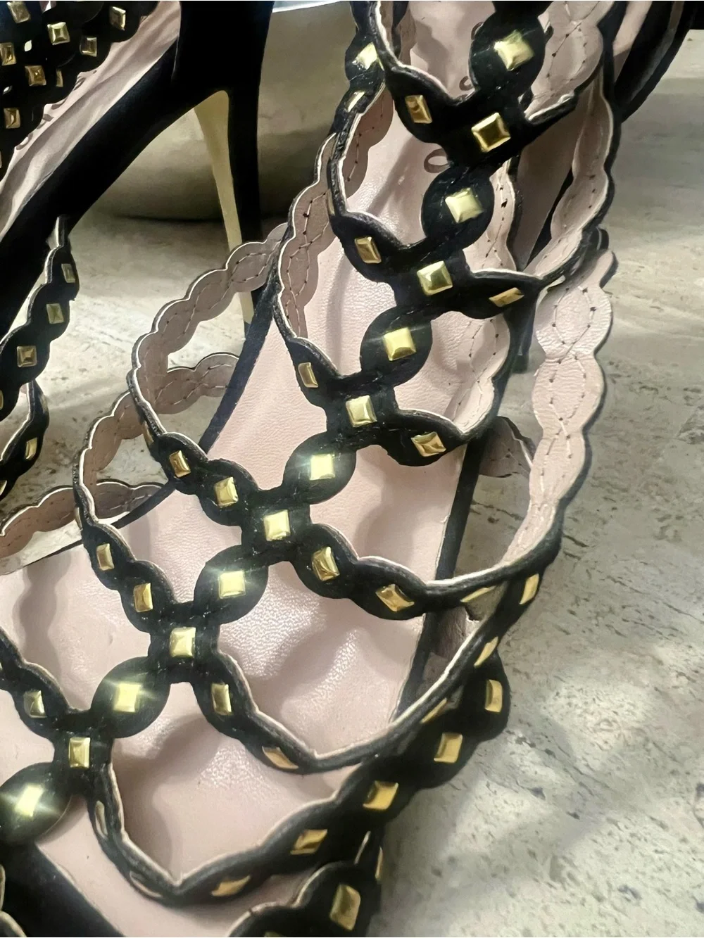 Zigi Soho Black Studded Strappy High-Heel Sandals